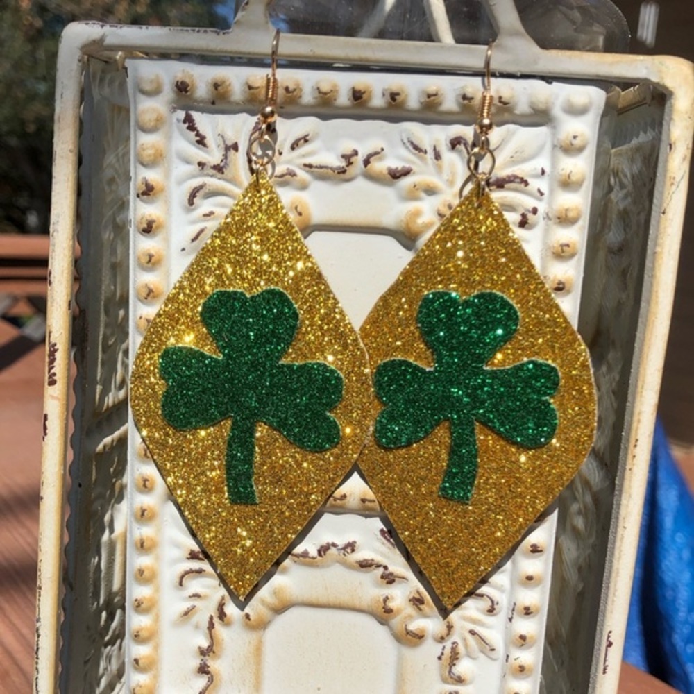 Clover Faux Leather Earrings